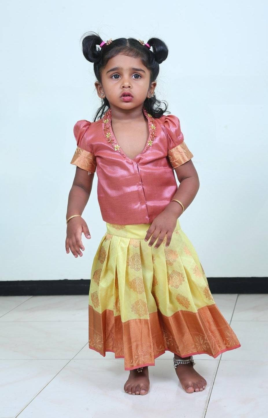 Pink Tissue With Yellow Skirt(Ready To Dispatch)