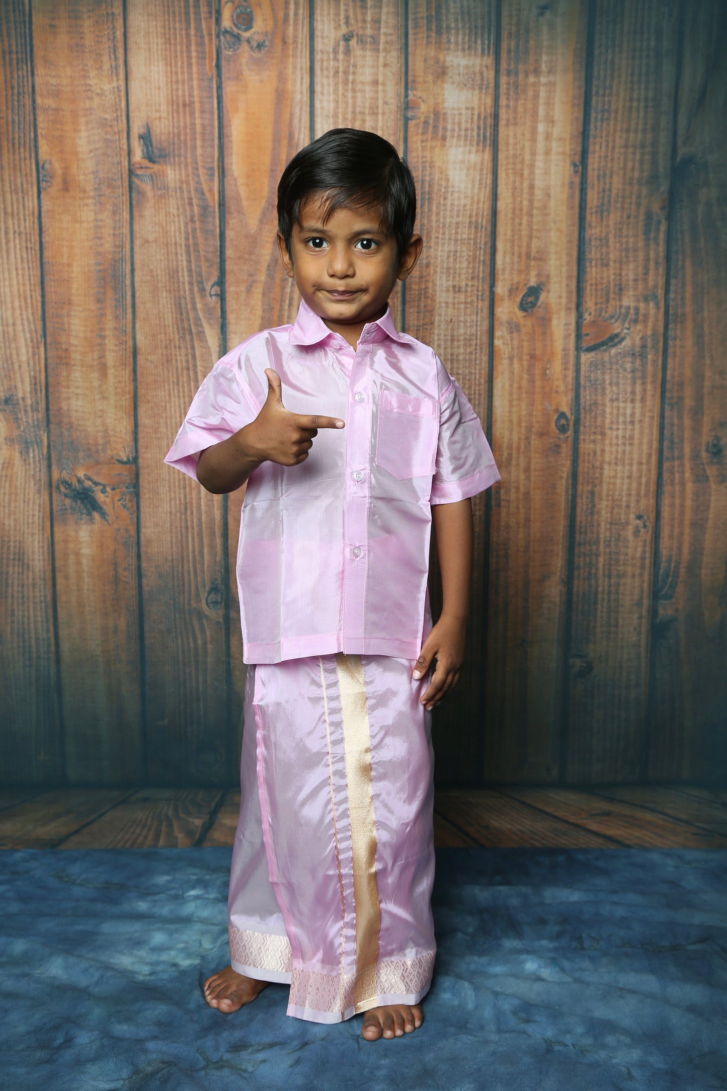 Boys Arts Silk Shirt & Dhoti Sets-Purple(Ready To Dispatch)