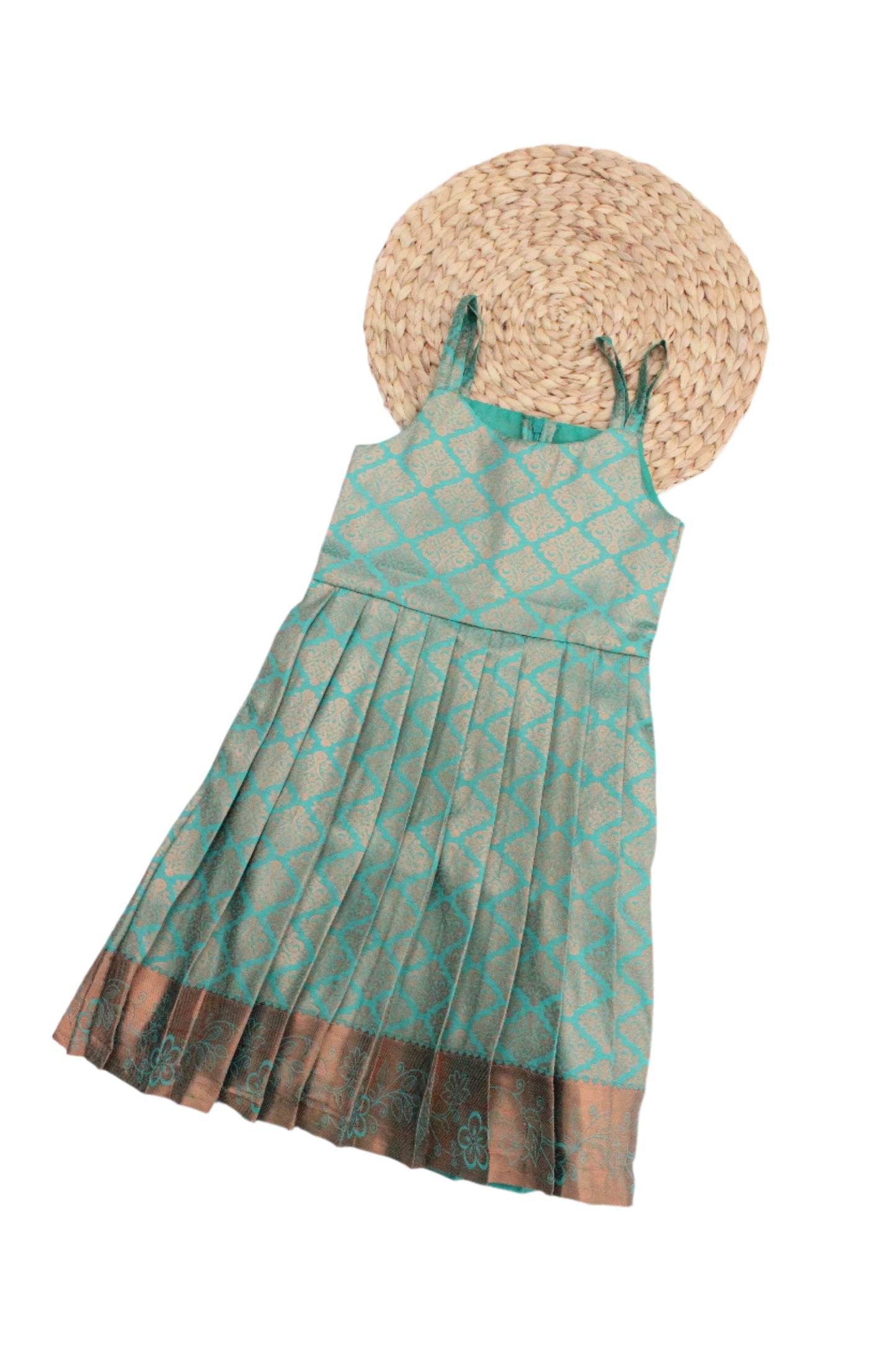 Adorable Green Silk Frock & Orange Overcoat Model(Ready To Dispatch)