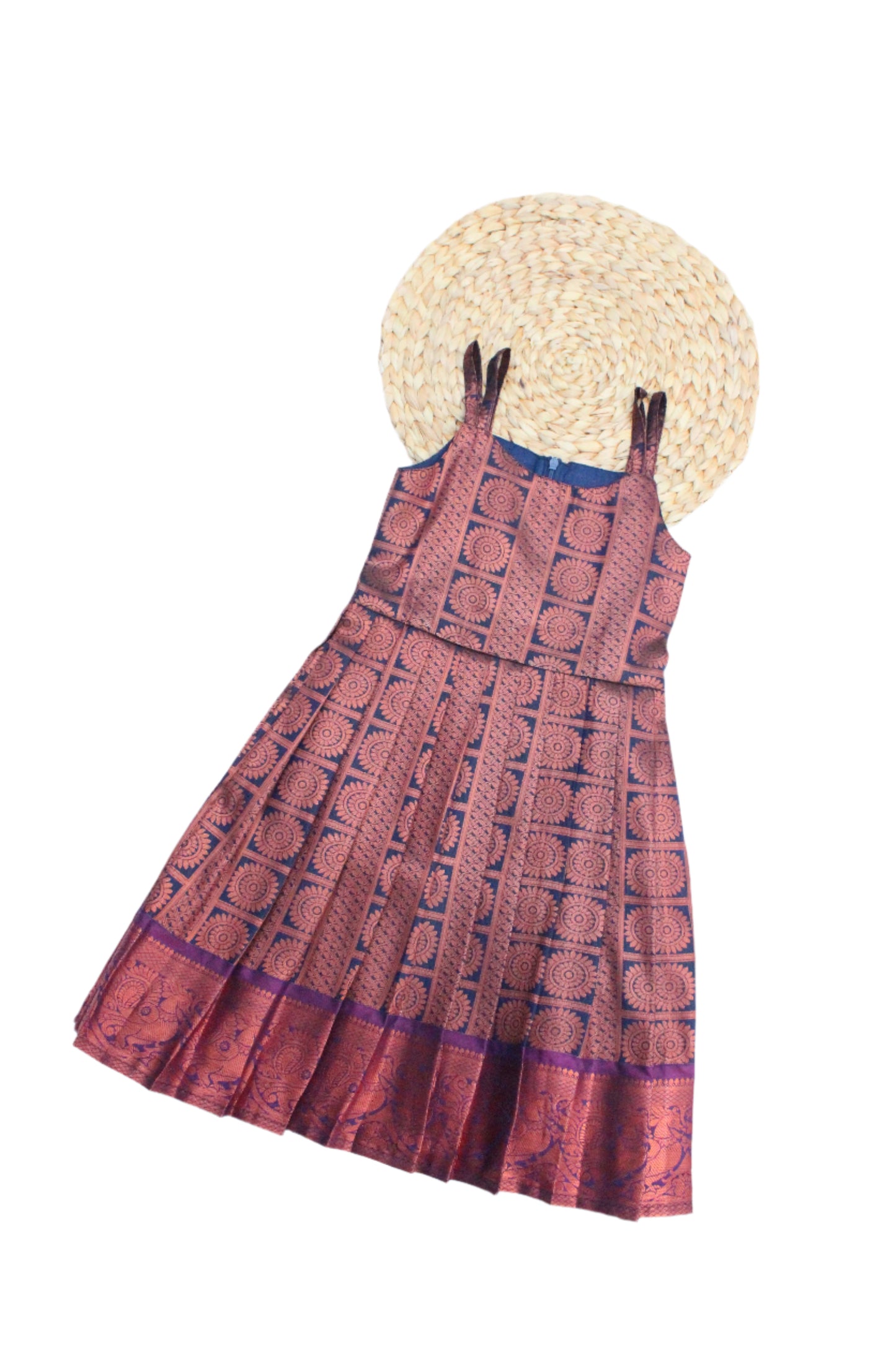 Adorable Brown Silk Frock & Pink Overcoat Model(Ready To Dispatch)