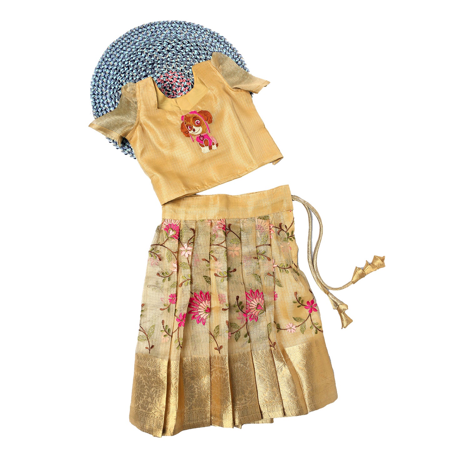 PAW PATROL-SKYE Hand Embroidery Tissue Banarasi Langa/Lehenga(Pre Booking)