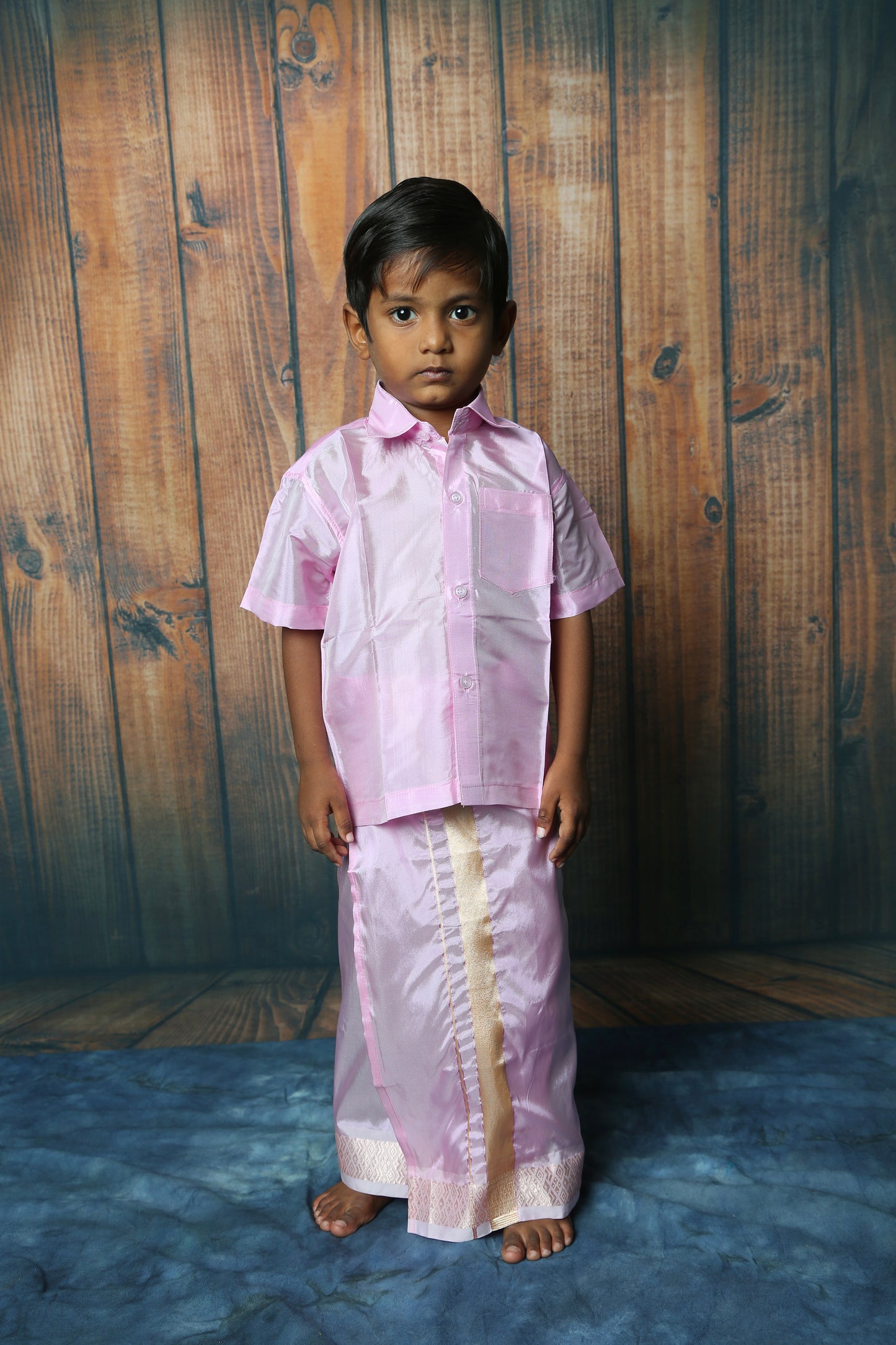 Boys Arts Silk Shirt & Dhoti Sets-Purple(Ready To Dispatch)