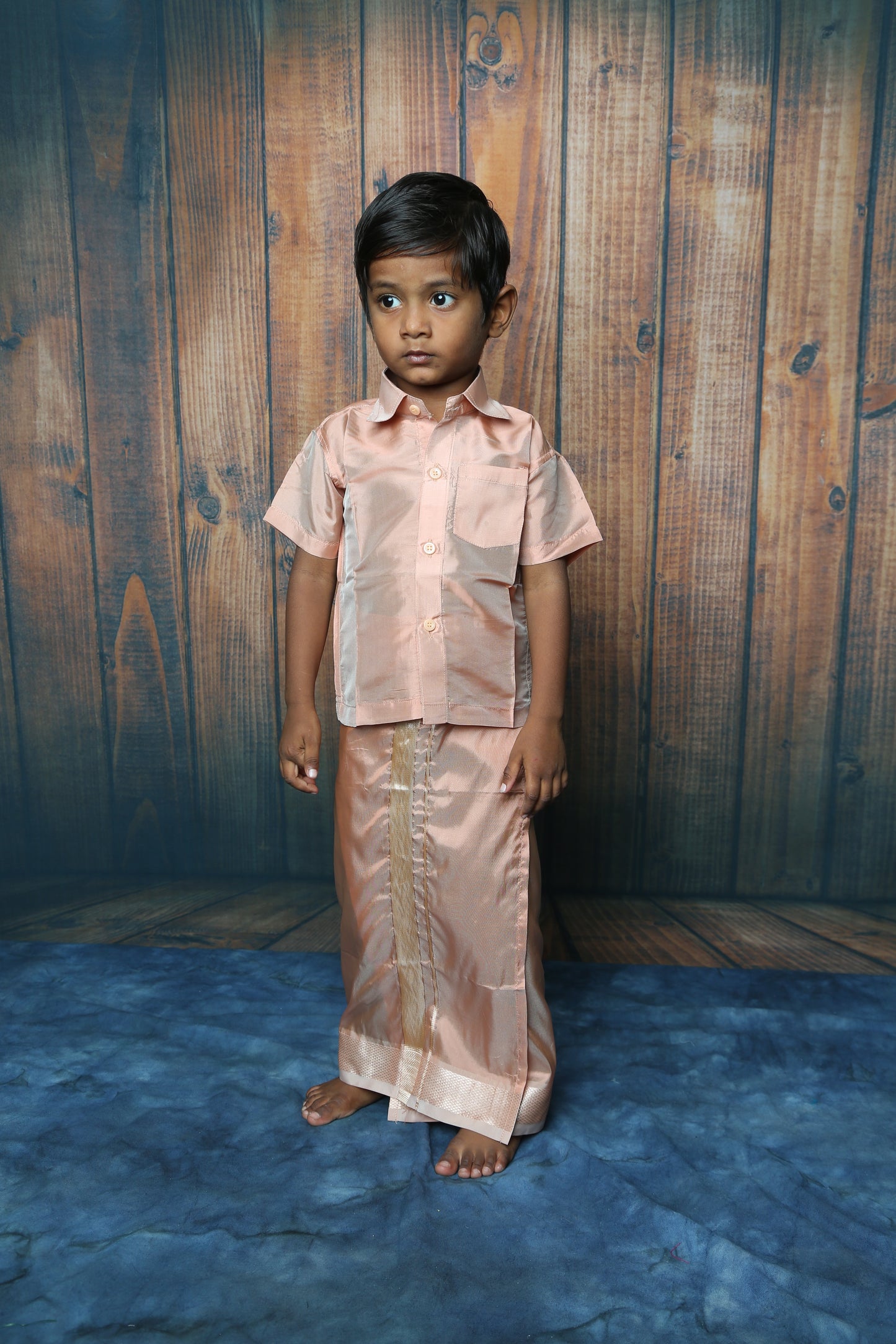 Boys Arts Silk Shirt & Dhoti Sets-Brown(Ready To Dispatch)