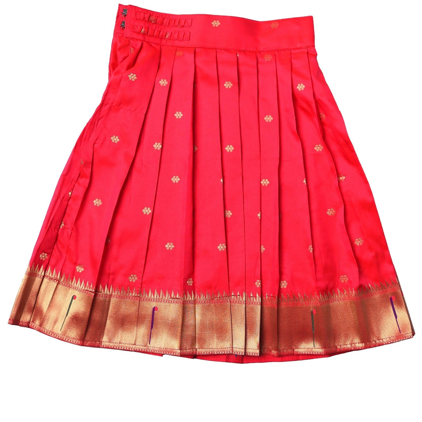 Girls' Luxurious Embroidery Top and Pink Paithani Bottom Pattu Pavadai/Lehenga (Pre Booking)