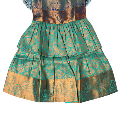 Enchanting Green Zari-Layer Silk Frock for Girls(Ready To Dispatch)