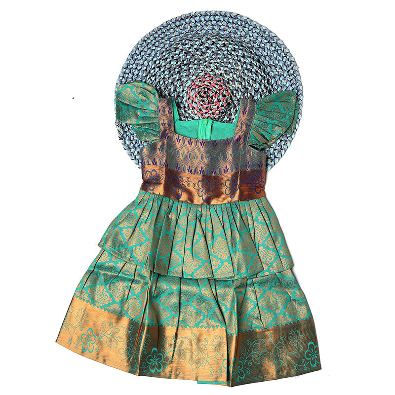 Enchanting Green Zari-Layer Silk Frock for Girls(Ready To Dispatch)